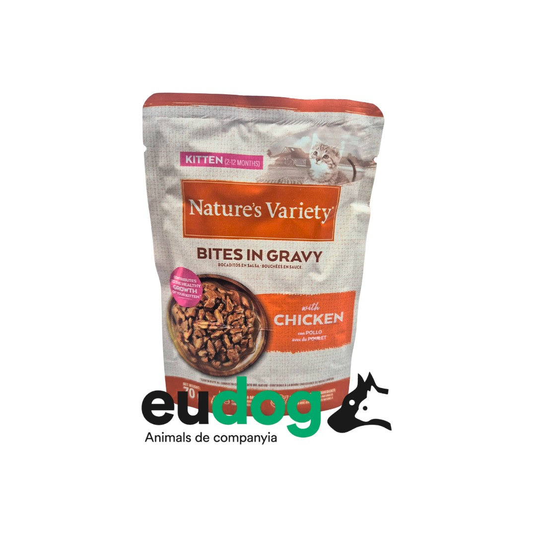 NATURE'S VARIETY GATO POUCH BITES IN GRAVY
