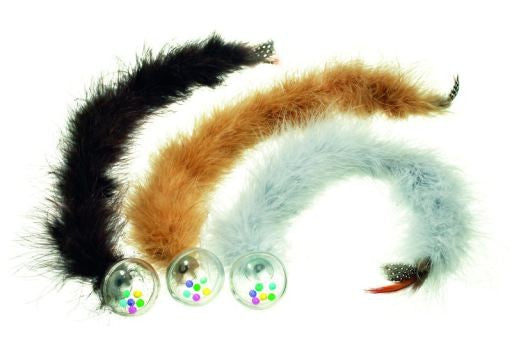 PELOTA SONAJERO CON COLA Y PLUMA, 45CM COLORES VA.