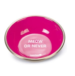 PLATO DE ACERO GATO MEOW ROSA